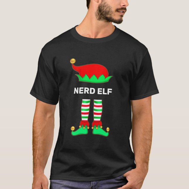 Modern Christmas Nerd Elf T-Shirt (Front)