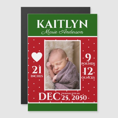 Modern Christmas Newborn Stats Birth Announcement