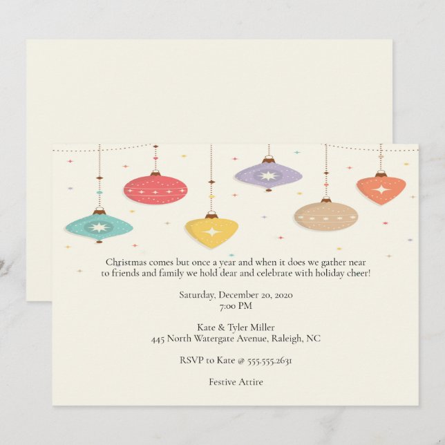 Modern Christmas Ornament Design Party Invitation (Front/Back)