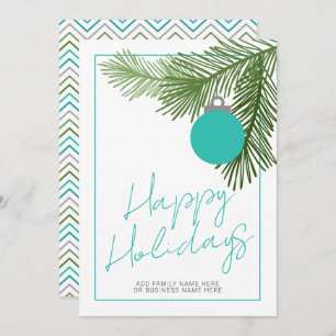 Modern Christmas Ornament - Green - Teal Non Photo Holiday Card