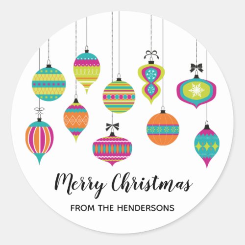 Modern Christmas Ornament Holiday Classic Round Sticker