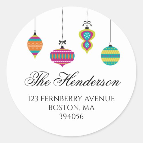 Modern Christmas Ornament Holiday Classic Round Sticker