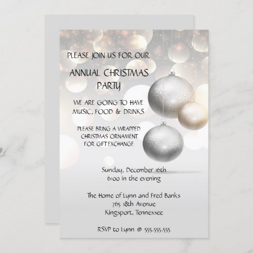 Modern Christmas Ornament Party Invitation