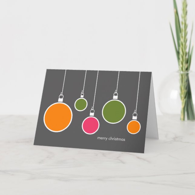 Modern Christmas Ornaments Card - Dark Gray (Front)