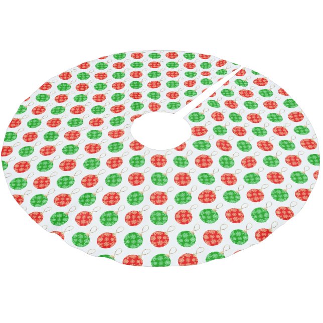 Modern Christmas Ornaments - Red Green and Gold Brushed Polyester Tree Skirt (Angled)