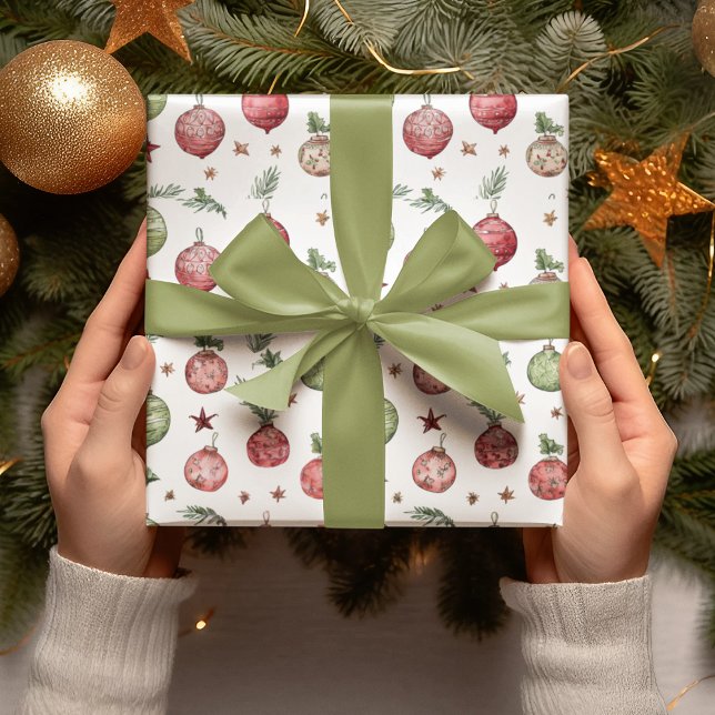 Modern Christmas Ornaments Wrapping Paper (Creator Uploaded)