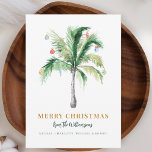 Modern Christmas Palm Tree Script Holiday Card<br><div class="desc">Create a personalized Christmas card that captures your family's unique spirit. Featuring a modern decorated coastal palm tree that takes center stage, surrounded by festive elements. This elegant card is a perfect way to spread holiday cheer and create lasting memories. Simply replace the names with your own and let the...</div>