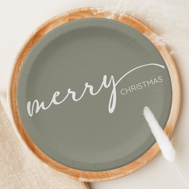 Modern Christmas Paper Plates (Modern Merry Christmas Holiday Paper Plate)