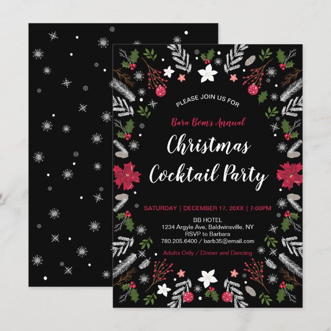 Modern Christmas Party, Holiday Party Invitations (Front/Back)