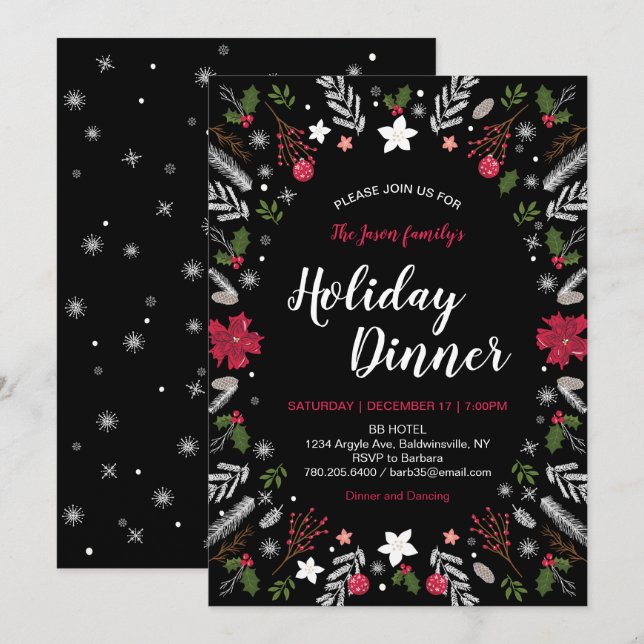 Modern Christmas Party, Holiday Party Invitations (Front/Back)
