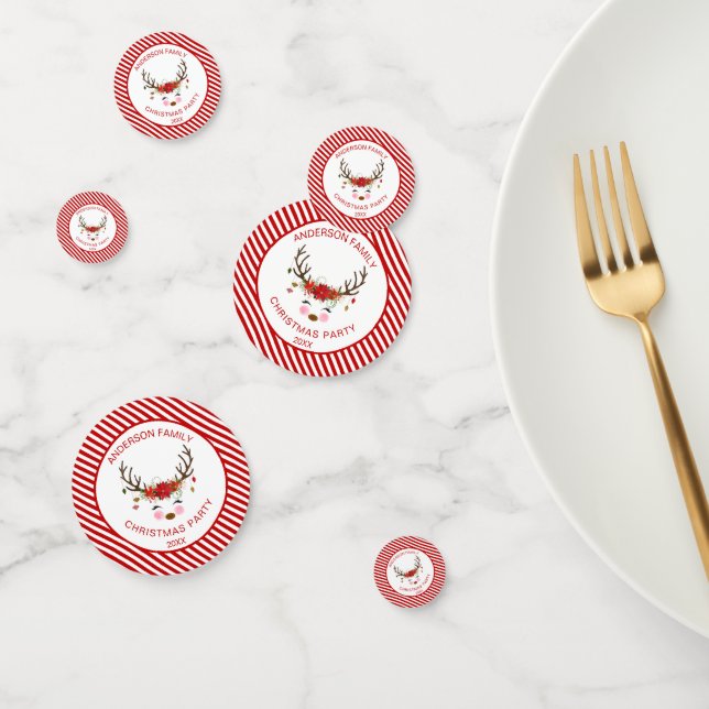 Modern Christmas Party Personalized Reindeer Confetti (Group)