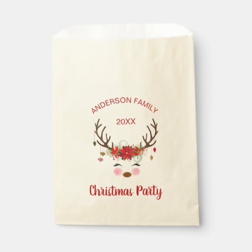 Modern Christmas Party Personalized Reindeer Favor Bag