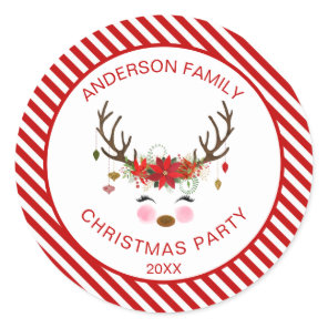 Modern Christmas Party Personalized Reindeer Seal
