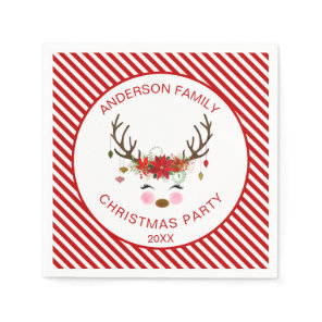 Modern Christmas Party Reindeer with Ornaments Napkins