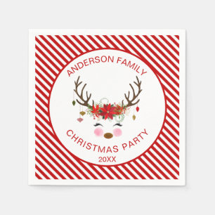 Modern Christmas Party Reindeer with Ornaments Napkins