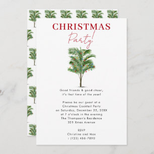 Modern Christmas Party Tropical Palm Tree Invitation