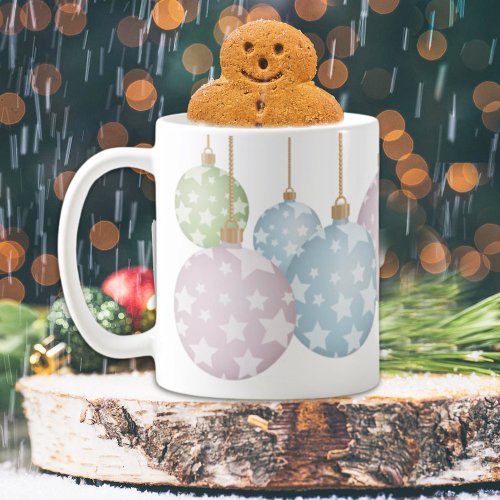 Modern Christmas Pastel Ornaments With Stars Coffee Mug
