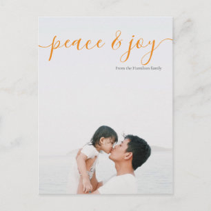 Modern Christmas Peace Photo (orange back) Postcard