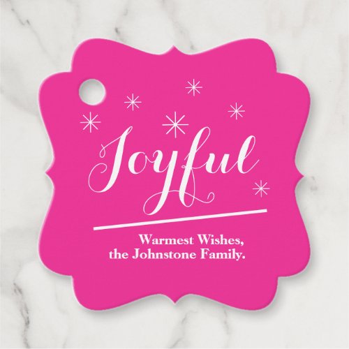 Modern Christmas Personalized Family Cool Pink Favor Tags