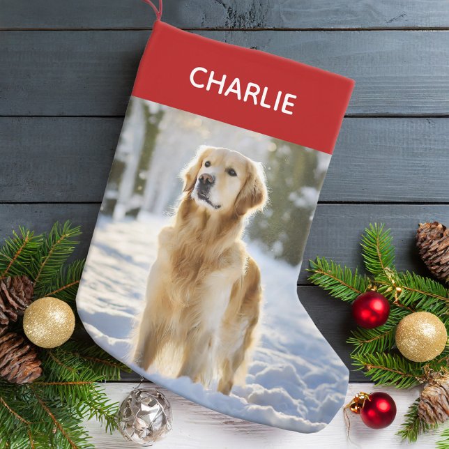 Modern Christmas Pet Photo Small Christmas Stocking (Creator Uploaded)