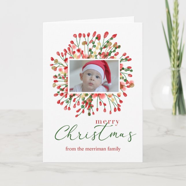 Modern Christmas Photo and Name  Card (Front)