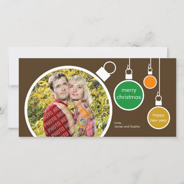 Modern Christmas Photo Card- Chocolate Brown Holiday Card (Front)