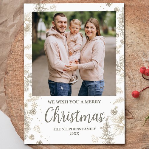 Modern Christmas Photo Collage Boho Greeting Card
