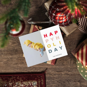 Modern Christmas Photo Colorful Happy Holidays Postcard