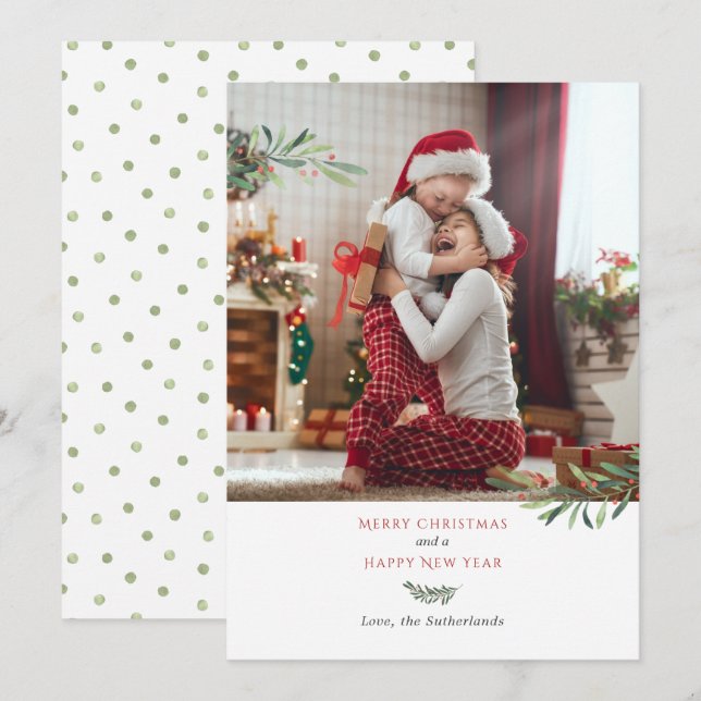 Modern Christmas Photo Elegant Holiday Card (Front/Back)