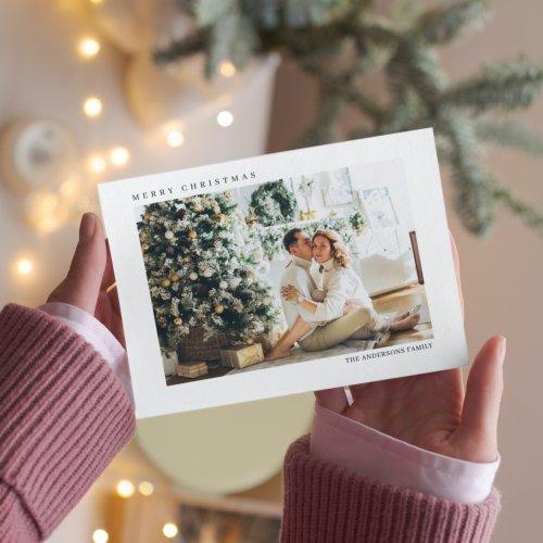 Modern Christmas Photo Family  Merry Christmas Po Holiday Postcard