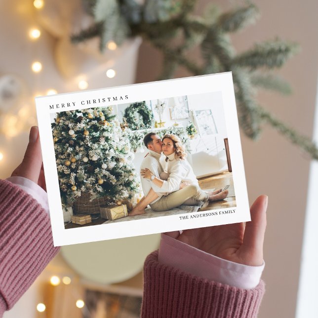 Modern Christmas Photo Family | Merry Christmas Postcard (Creator Uploaded)