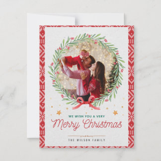 Modern Christmas Photo Flat Holiday Card 