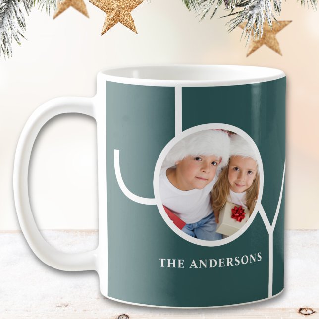Modern Christmas Photo Green Coffee Mug (Creator Uploaded)