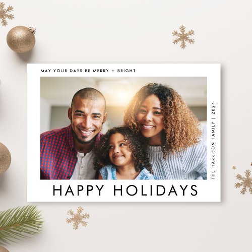 Modern Christmas Photo Happy Holidays Card