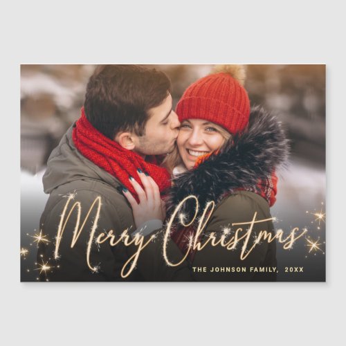 Modern Christmas PHOTO Holiday Magnetic Card