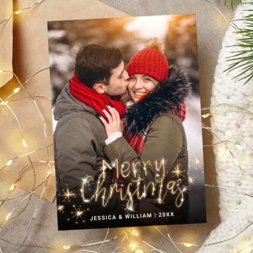 Modern Christmas PHOTO Holiday Magnetic Card