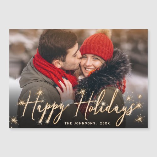 Modern Christmas PHOTO Holiday Magnetic Card