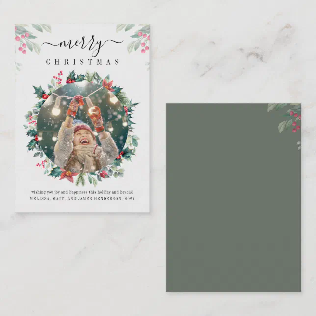 Modern Christmas Photo Mistletoe Note Card | Zazzle