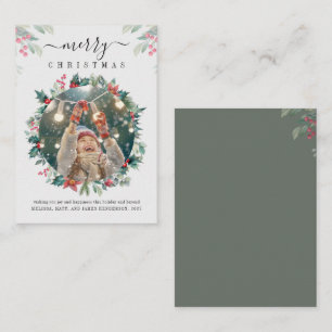 Modern Christmas Photo Mistletoe Note Card