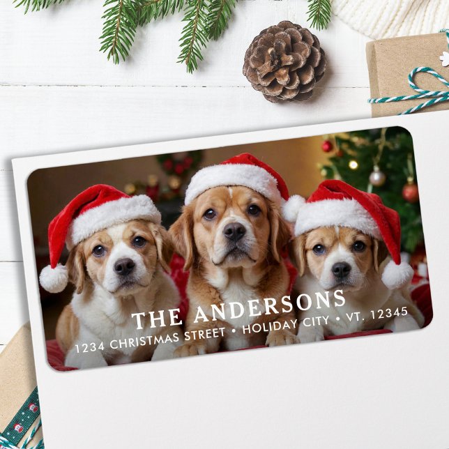 Modern Christmas Photo Personalized Return Address Label (Creator Uploaded)