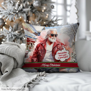 Modern Christmas Pillow Santa Claus Holiday Accent