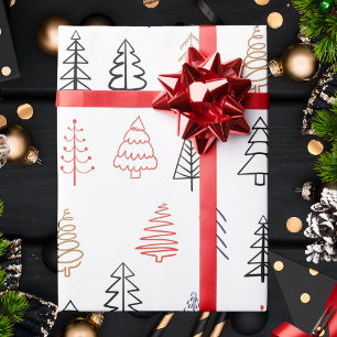 Modern Christmas Pine Forest Tree Pattern Holiday Wrapping Paper