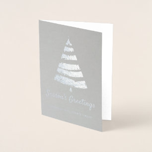 Modern Christmas Pine Tree Holiday Greetings Foil Card