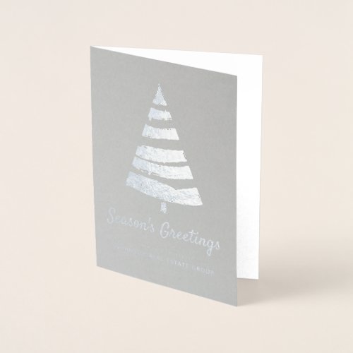 Modern Christmas Pine Tree  Holiday Greetings Foil Card