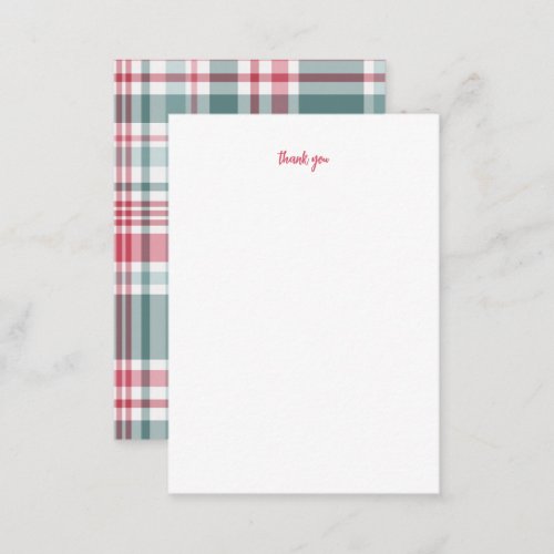 Modern Christmas Plaid thank you notes