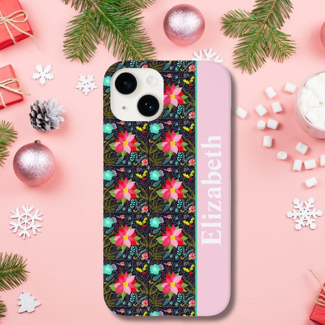 Modern Christmas Poinsettia Pattern Case-Mate iPhone Case (Creator Uploaded)