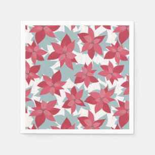 Modern Christmas Poinsettia Pattern Napkins