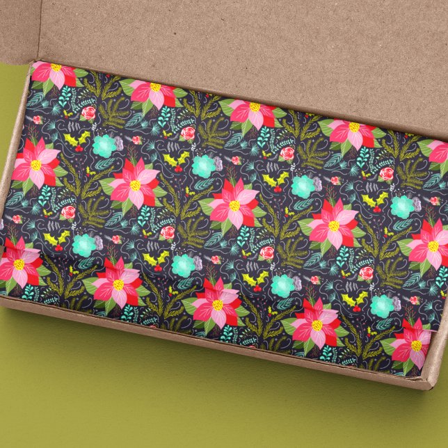Modern Christmas Poinsettia Pattern Tissue Paper (Creator Uploaded)