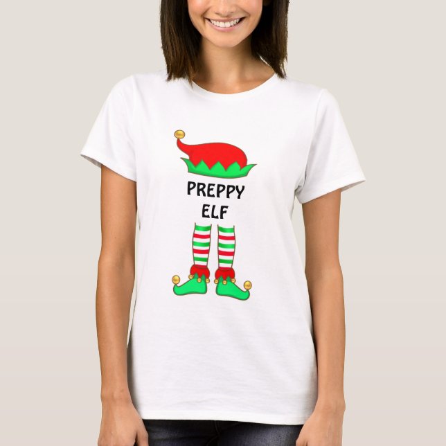 Modern Christmas Preppy Elf T-Shirt (Front)