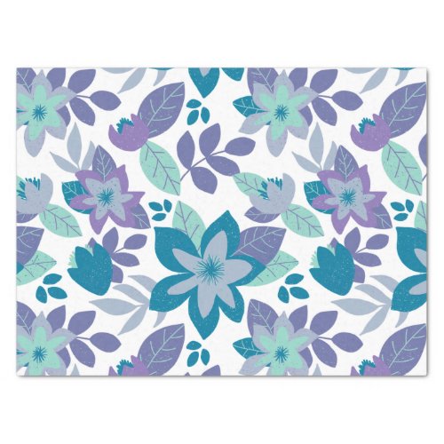 Modern Christmas Purple Teal Floral Holiday Tissue Paper